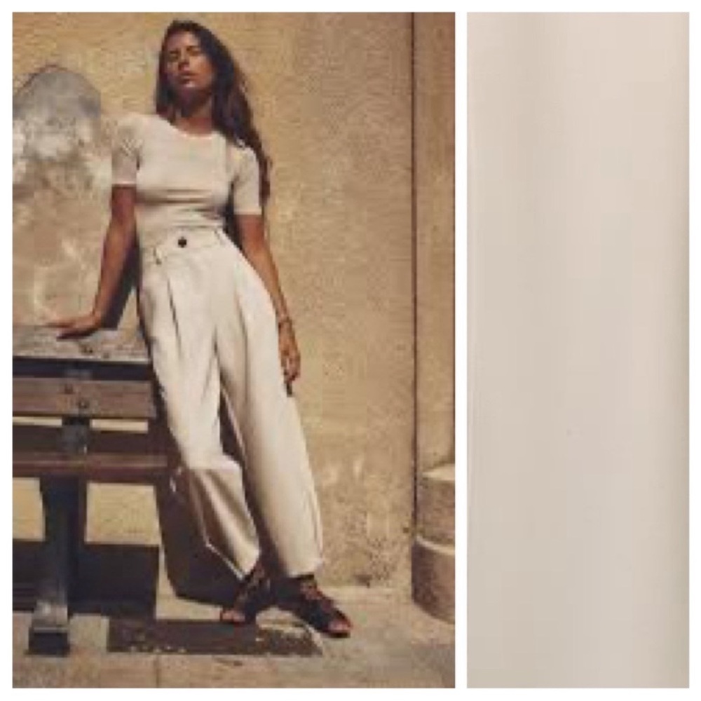 Zara Cream High-Waisted Carrot Pants